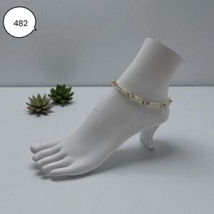 Handmade Light Green Elegant Beaded Anklet